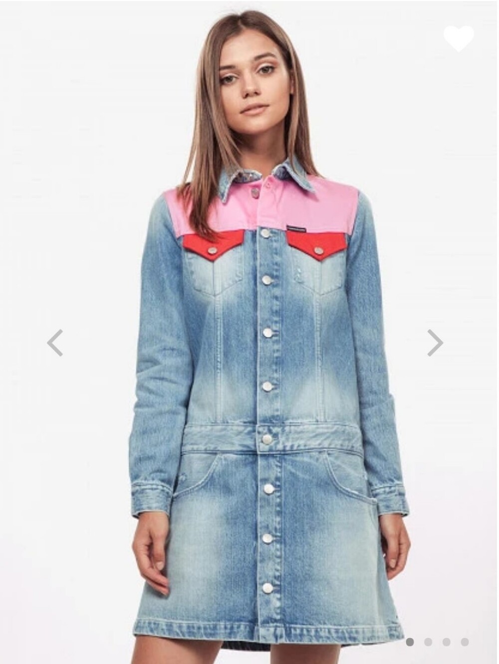 NWT Calvin Klein 100% Cotton Colourblock Trucker Denim Dress
